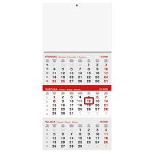 Kalendar 2024 TRODJELNI  sivo-crveni