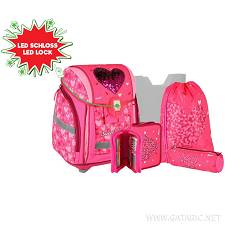 Školska torba SET 5/1 408598 RED HEART led lock