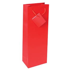 Vrećica jednobojna za bocu crvena 13x8x36 mat